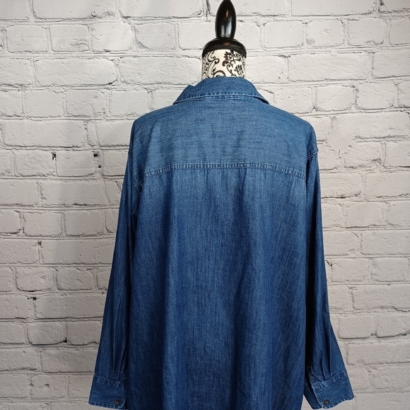Ava & Viv chambray women's button front long sleeve shirt size 4x pocket b30 - Picture 9 of 9
